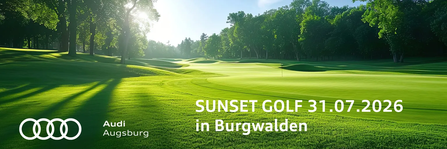 saftiger grüner Rasen auf einem Golfplatz mit Sunset Golf in Burgwalden