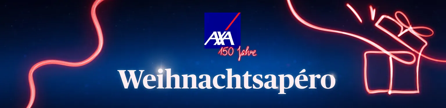 Weihnachtliches Headerbild mit Jubiläumsfaden und Jubiläumslogo