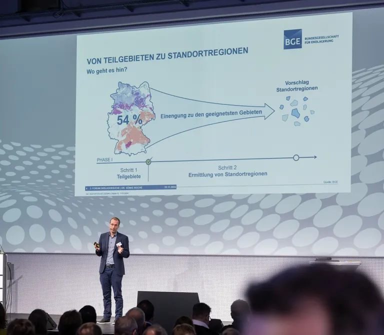 Foto eines Vortrags der BGE auf dem 3. Forum Endlagersuche