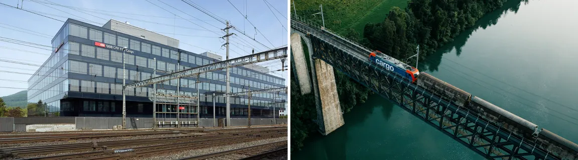 Aarepark und Güterzug